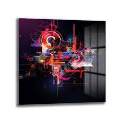 Dijital Enerji Akışı Modern Cam Tablo - Glazella