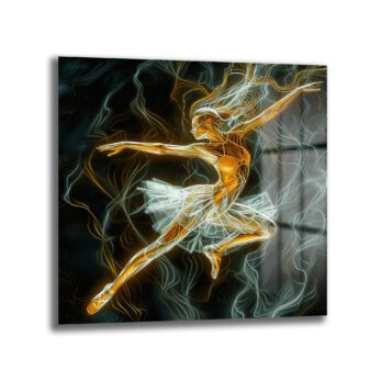 Işıltılı Balerin Dansı Modern Cam Tablo - Glazella Sanat Serisi - Glazella