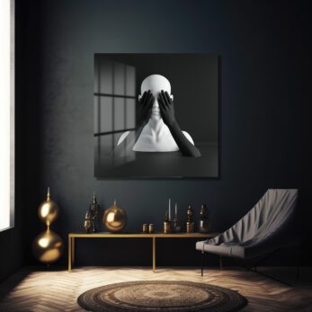 Alternative view of Siyah Beyaz Minimalist Duygusallık Cam Tablo