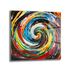 Renklerin Dansı Cam Tablo - Enerjik Soyut Sanat Eseri - Glazella