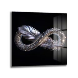 Sonsuzluğun Parıltısı: Tüy ve Glitter Tasarımlı Modern Cam Tablo - Glazella Sonsuzluğun Parıltısı: Tüy ve Glitter Tasarımlı Modern Cam Tablo - Glazella