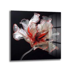 Kırmızı Ateş Çiçeği Modern Cam Tablo - Glazella Özel Koleksiyon - Glazella
