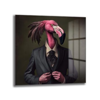 Flamingo Beyefendi: Pembe Zarafet Temalı Modern Cam Tablo - Glazella