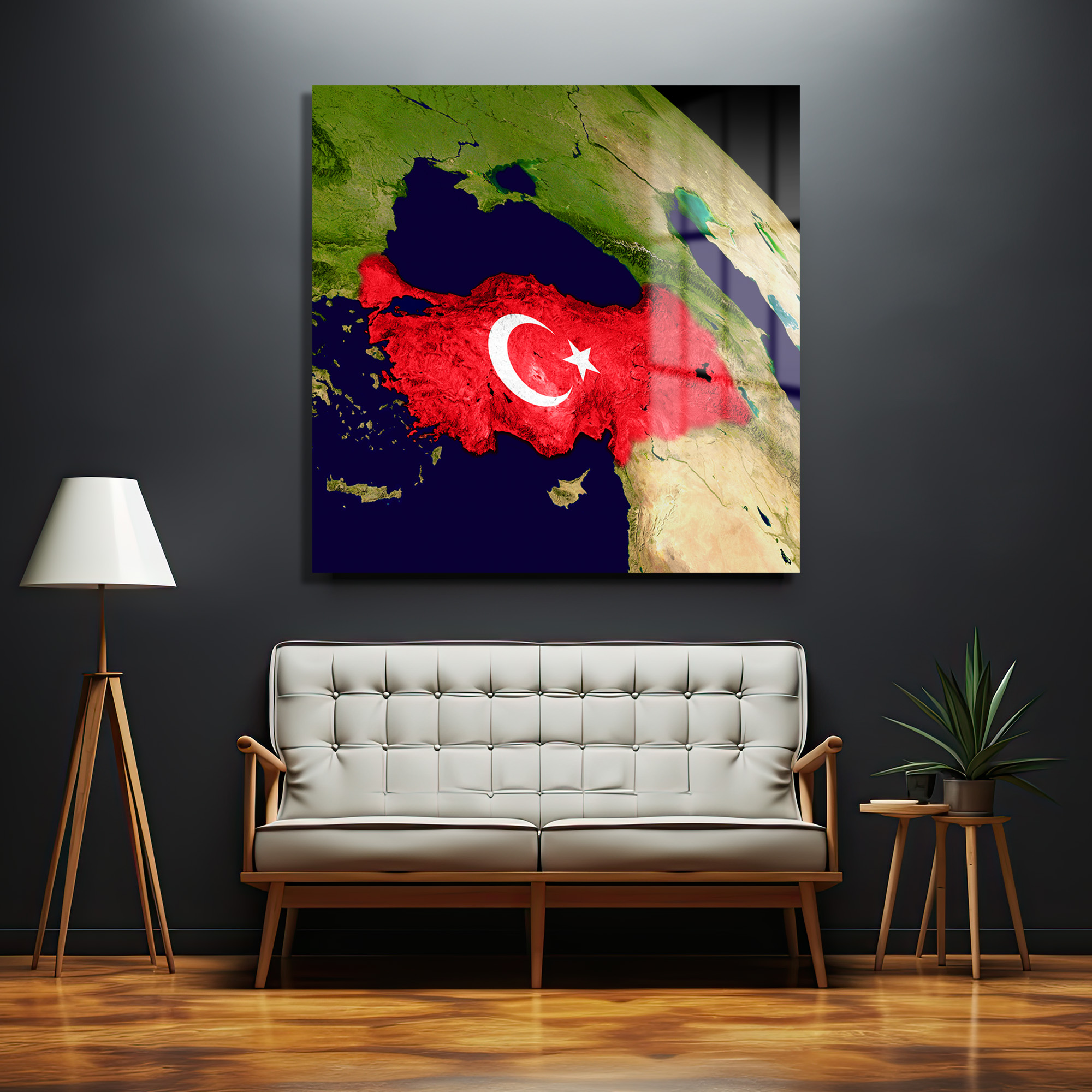 Türkiye Haritası ve Bayrağı Temalı Premium Cam Tablo Duvar Dekoru Türkiye Haritası ve Bayrağı Temalı Premium Cam Tablo - Görsel 3