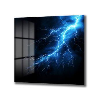 Enerjik Mavi Şimşek Modern Cam Tablo - Glazella Enerjik Mavi Şimşek Modern Cam Tablo - Glazella