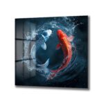 Yin Yang Koi Balıkları Cam Tablo - Su Dansı ve Uyum Duvar Dekoru Yin Yang Koi Balıkları Cam Tablo - Su Dansı ve Uyum Dekoratif Cam Tablo