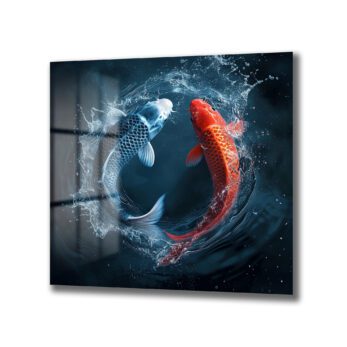 Yin Yang Koi Balıkları Cam Tablo - Su Dansı ve Uyum - Glazella Yin Yang Koi Balıkları Cam Tablo - Su Dansı ve Uyum - Glazella