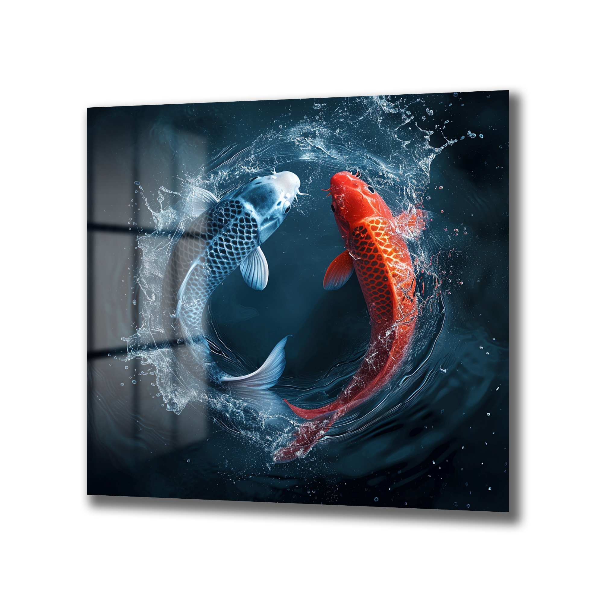 Yin Yang Koi Balıkları Cam Tablo - Su Dansı ve Uyum Duvar Dekoru Yin Yang Koi Balıkları Cam Tablo - Su Dansı ve Uyum - Görsel 4