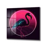 Neon Flamingo Rüyası: Synthwave Estetiğinde Cam Tablo Duvar Dekoru Neon Flamingo Rüyası: Synthwave Estetiğinde Cam Tablo Dekoratif Cam Tablo