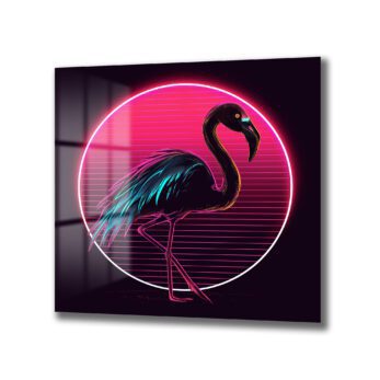 Neon Flamingo Rüyası: Synthwave Estetiğinde Cam Tablo - Glazella Neon Flamingo Rüyası: Synthwave Estetiğinde Cam Tablo - Glazella