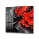 Dinamik Kırmızı & Siyah Akışkan Sanat Cam Tablo Duvar Dekoru Dinamik Kırmızı & Siyah Akışkan Sanat Cam Tablo Dekoratif Cam Tablo