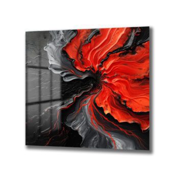 Dinamik Kırmızı & Siyah Akışkan Sanat Cam Tablo - Glazella Dinamik Kırmızı & Siyah Akışkan Sanat Cam Tablo - Glazella
