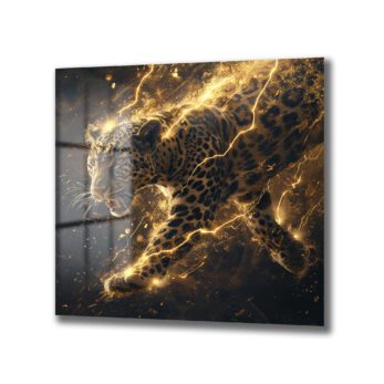 Enerji Dolu Leopar Cam Tablo | Modern Duvar Sanatı - Glazella Enerji Dolu Leopar Cam Tablo | Modern Duvar Sanatı - Glazella