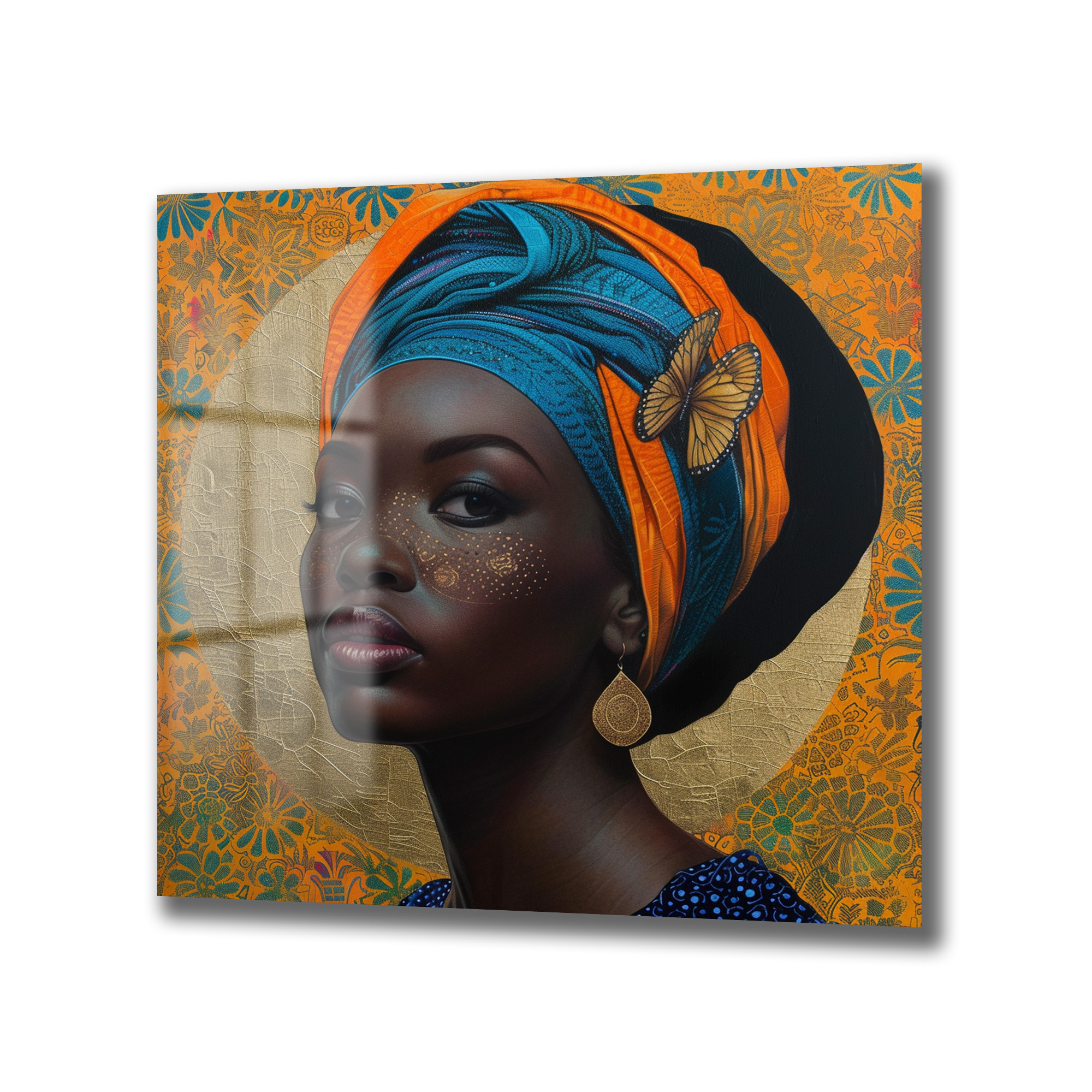 Vibrant Afrika Kadını Portresi Cam Tablo Duvar Dekoru Vibrant Afrika Kadını Portresi Cam Tablo - Görsel 4