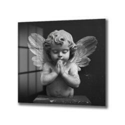 Huzurlu Cherub Cam Tablo - Manevi Dokunuşla Ev Dekorasyonu Duvar Dekoru Huzurlu Cherub Cam Tablo - Manevi Dokunuşla Ev Dekorasyonu Dekoratif Cam Tablo