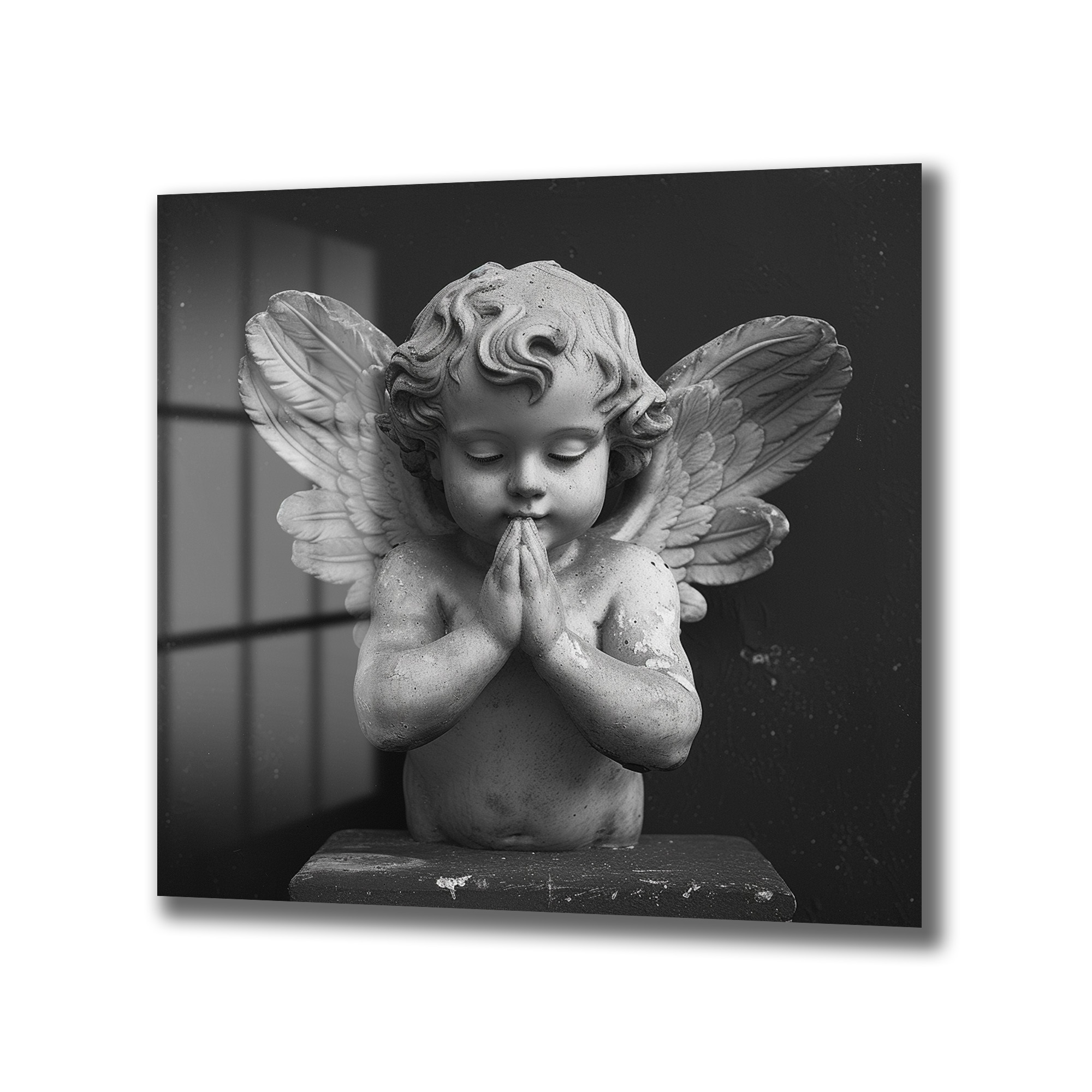 Huzurlu Cherub Cam Tablo - Manevi Dokunuşla Ev Dekorasyonu Duvar Dekoru Huzurlu Cherub Cam Tablo - Manevi Dokunuşla Ev Dekorasyonu - Görsel 4