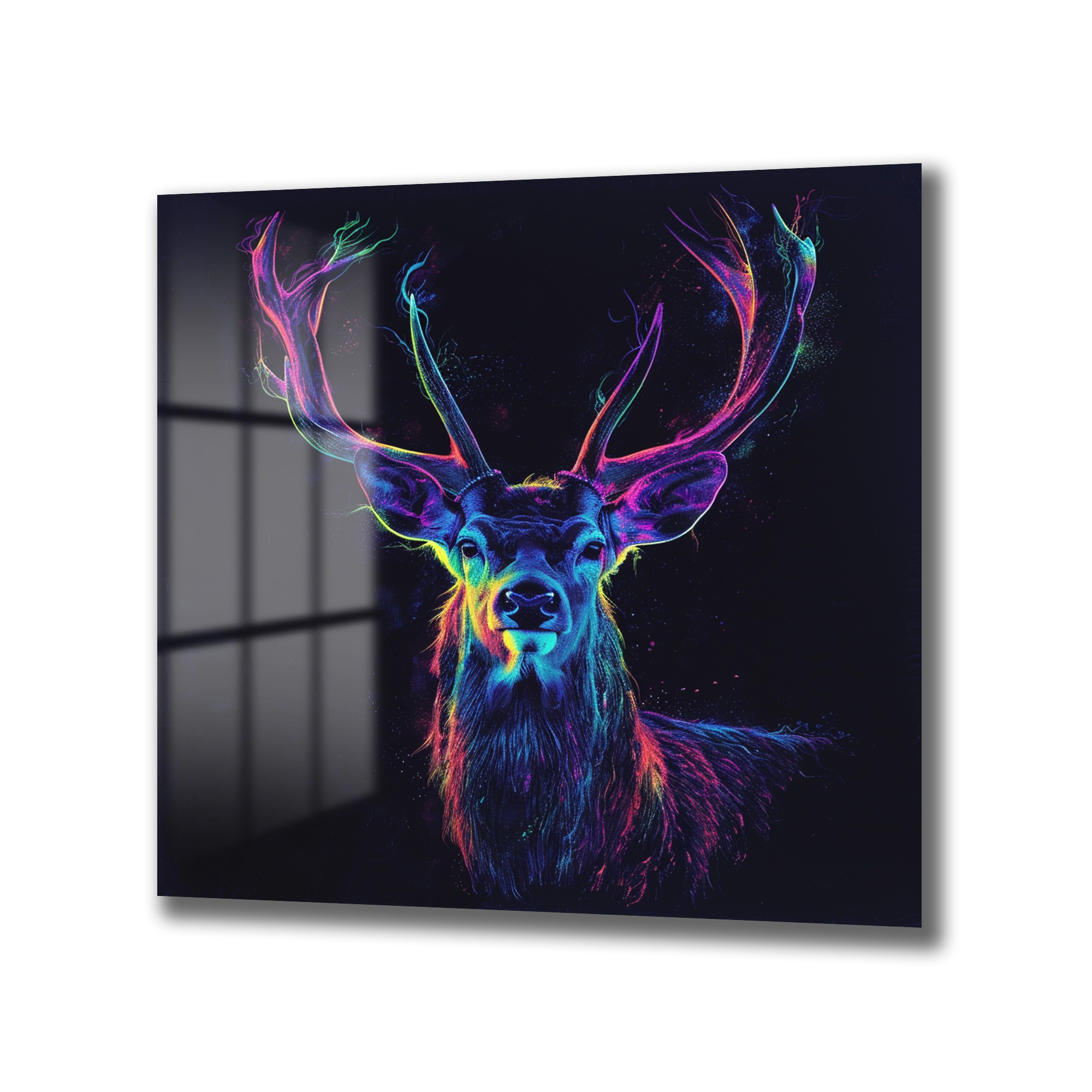 Neon Geyik Sanatı Cam Tablo - Modern ve Çarpıcı Duvar Dekoru Duvar Dekoru Neon Geyik Sanatı Cam Tablo - Modern ve Çarpıcı Duvar Dekoru - Görsel 4