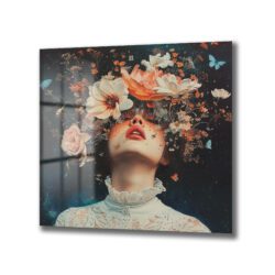 Ethereal Çiçeklerin Dansı: Gizemli Kadın Cam Tablo Duvar Dekoru Ethereal Çiçeklerin Dansı: Gizemli Kadın Cam Tablo Dekoratif Cam Tablo
