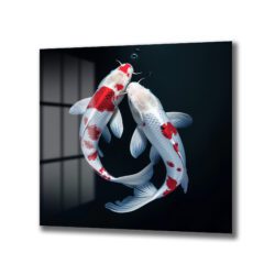 Uyum ve Zarafet: İki Koi Balığı Sanatsal Cam Tablo Duvar Dekoru Uyum ve Zarafet: İki Koi Balığı Sanatsal Cam Tablo Dekoratif Cam Tablo