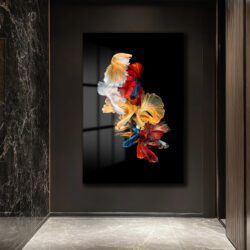 Betta Balıkları Sualtı Dansı Modern Cam Tablo Duvar Dekoru Betta Balıkları Sualtı Dansı Modern Cam Tablo Dekoratif Cam Tablo