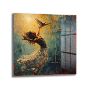Özgürlük Dansı Cam Tablo - Modern Sanat Duvar Dekoru - Glazella