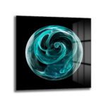 Enerjik Teal Küre Cam Tablo - Modern Soyut Sanat - Glazella