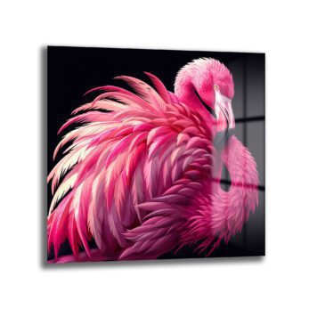 Büyüleyici Pembe Flamingo Cam Tablo - Glazella Özel Koleksiyon - Glazella