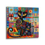 Neşeli Kedi: Canlı Renklerle Modern Sanat Cam Tablo - Glazella Neşeli Kedi: Canlı Renklerle Modern Sanat Cam Tablo - Glazella