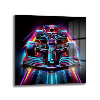 Neon Hız F1 Yarış Arabası Estetik Cam Tablo - Glazella