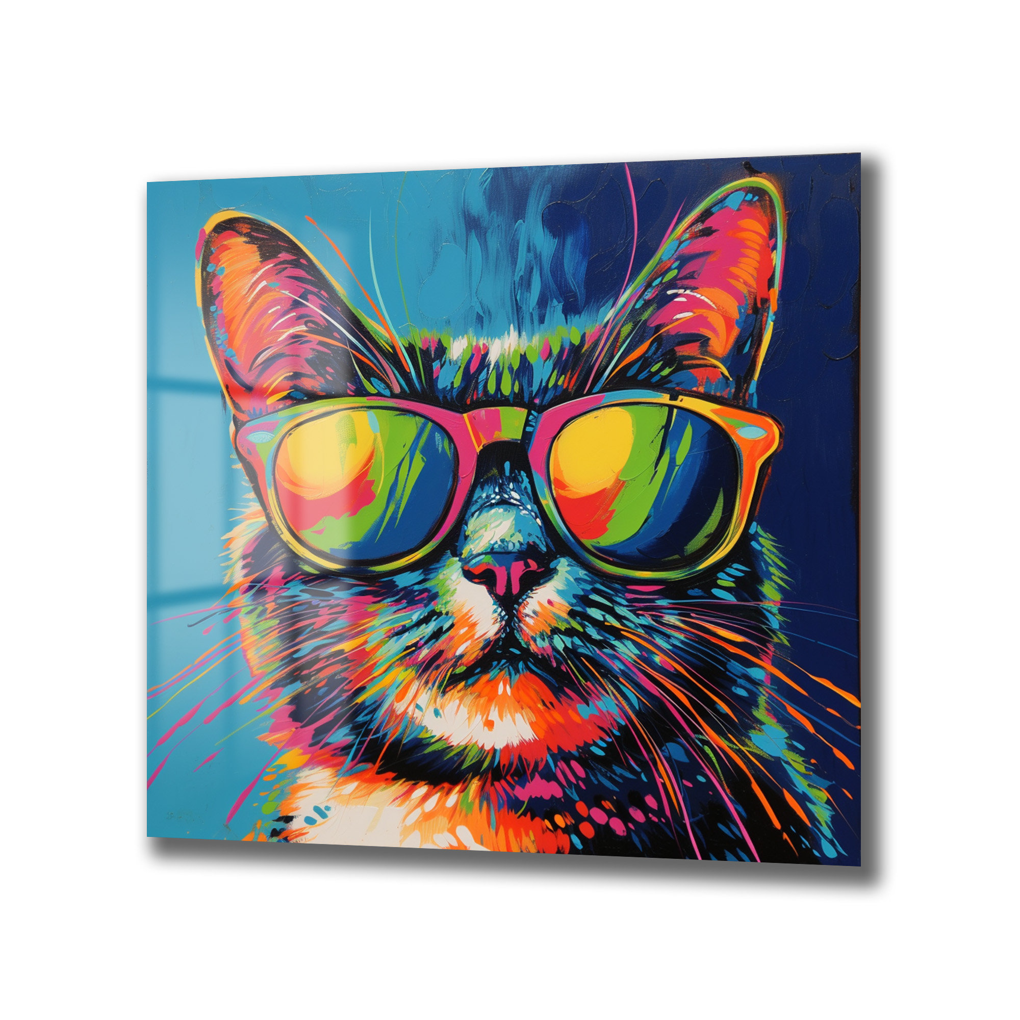Urban Cool: Gözlüklü Kedi Pop Art Temperli Cam Tablo Duvar Dekoru Urban Cool: Gözlüklü Kedi Pop Art Temperli Cam Tablo - Görsel 4