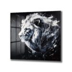 Aslan Yüzü Soyut Siyah Beyaz Modern Cam Tablo Dekoratif Cam Tablo