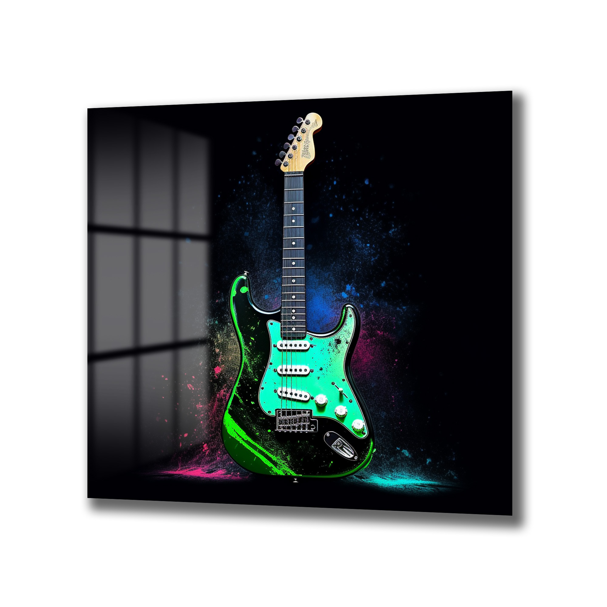 Elektro Gitar Sanat Cam Tablo - Rock Ruhunu Yansıt Duvar Dekoru Elektro Gitar Sanat Cam Tablo - Rock Ruhunu Yansıt - Görsel 4