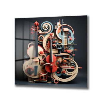 Dinamik Müzik Ritimleri Soyut Sanat Cam Tablo - Glazella