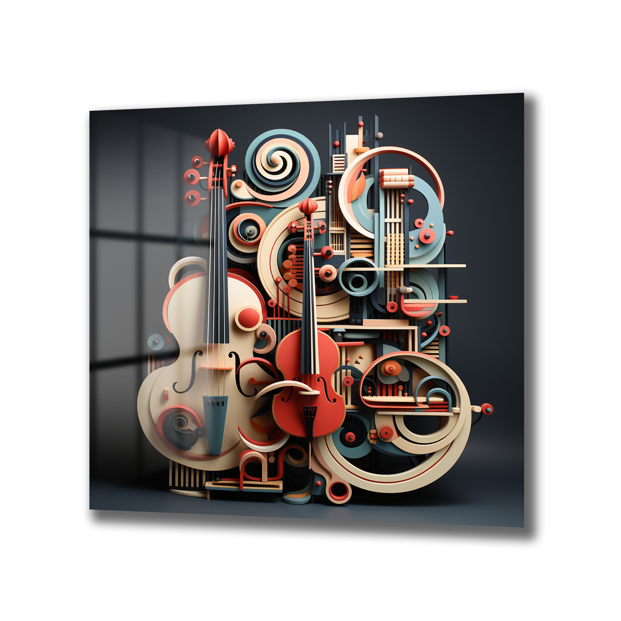 Dinamik Müzik Ritimleri Soyut Sanat Cam Tablo Duvar Dekoru Dinamik Müzik Ritimleri Soyut Sanat Cam Tablo - Görsel 4