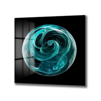 Enerjik Teal Küre Cam Tablo - Modern Soyut Sanat - Glazella Enerjik Teal Küre Cam Tablo - Modern Soyut Sanat - Glazella