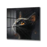 Gizemli Turuncu Gözler: Siyah Kedi Modern Dekoratif Cam Tablo Duvar Dekoru Gizemli Turuncu Gözler: Siyah Kedi Modern Dekoratif Cam Tablo Dekoratif Cam Tablo