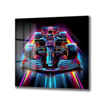 Neon Hız F1 Yarış Arabası Estetik Cam Tablo - Glazella Neon Hız F1 Yarış Arabası Estetik Cam Tablo - Glazella