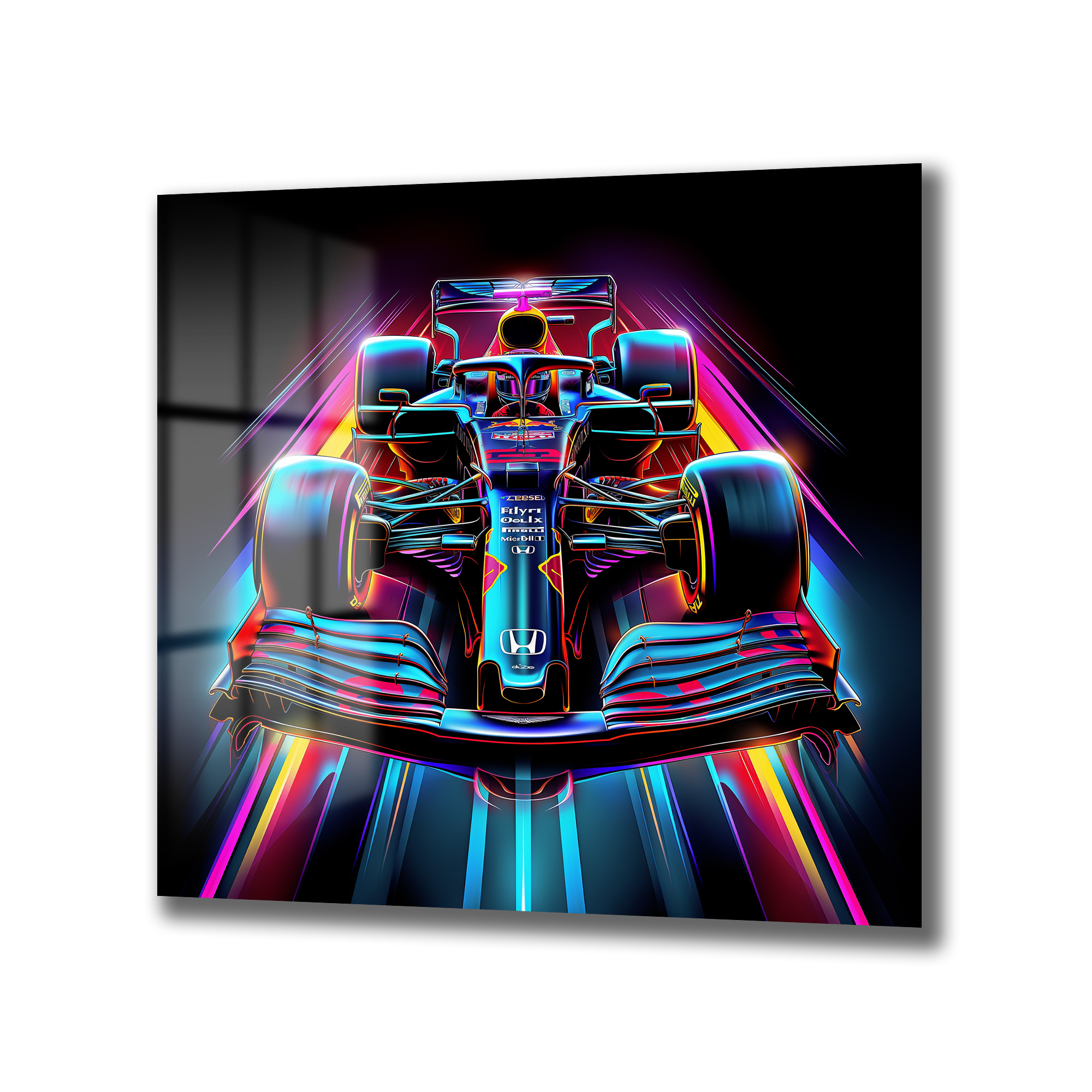 Neon Hız F1 Yarış Arabası Estetik Cam Tablo Duvar Dekoru Neon Hız F1 Yarış Arabası Estetik Cam Tablo - Görsel 4