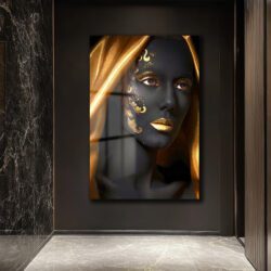 Altın Sırrı: Siyah ve Altın Tonlarında Modern Sanat Cam Tablo Dekoratif Cam Tablo