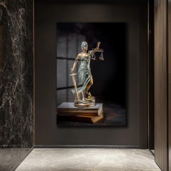 Adaletin Sembolü: Lady Justice Temperli Cam Tablo - Glazella
