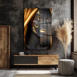 Altın Sırrı: Siyah ve Altın Tonlarında Modern Sanat Cam Tablo Dekoratif Cam Tablo