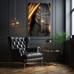 Altın Sırrı: Siyah ve Altın Tonlarında Modern Sanat Cam Tablo Dekoratif Cam Tablo