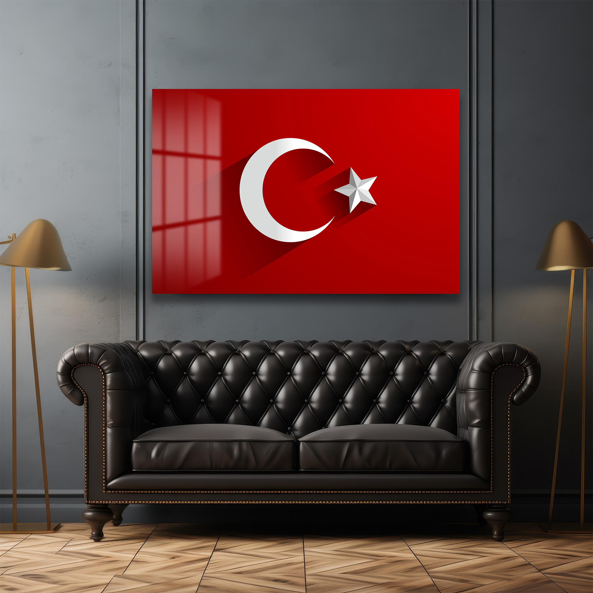 Milli Gururun Yansıması: Türk Bayrağı 4mm Temperli Cam Tablo Duvar Dekoru Milli Gururun Yansıması: Türk Bayrağı 4mm Temperli Cam Tablo - Görsel 3