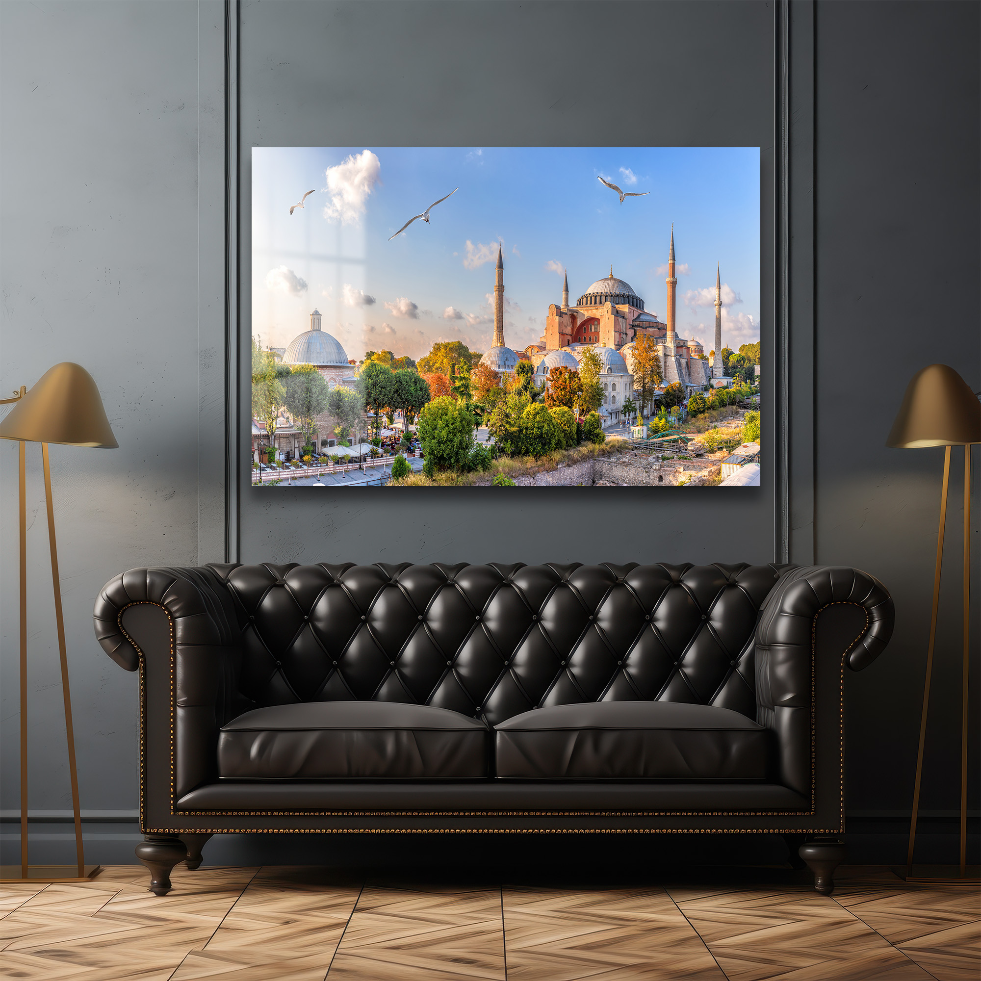 İstanbul'un Kalbi: Ayasofya ve Martılar Temalı Dekoratif Cam Tablo Duvar Dekoru İstanbul'un Kalbi: Ayasofya ve Martılar Temalı Dekoratif Cam Tablo - Görsel 3