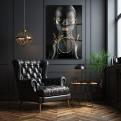 Zamanın Altın Dokunuşu: Modern Siyah & Altın Cam Tablo Duvar Dekoru Zamanın Altın Dokunuşu: Modern Siyah & Altın Cam Tablo Dekoratif Cam Tablo