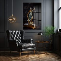 Adaletin Sembolü: Lady Justice Temperli Cam Tablo Duvar Dekoru Adaletin Sembolü: Lady Justice Temperli Cam Tablo Dekoratif Cam Tablo