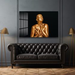 Altın Dokunuş: Modern Sanat Temperli Cam Tablo Duvar Dekoru Altın Dokunuş: Modern Sanat Temperli Cam Tablo Dekoratif Cam Tablo