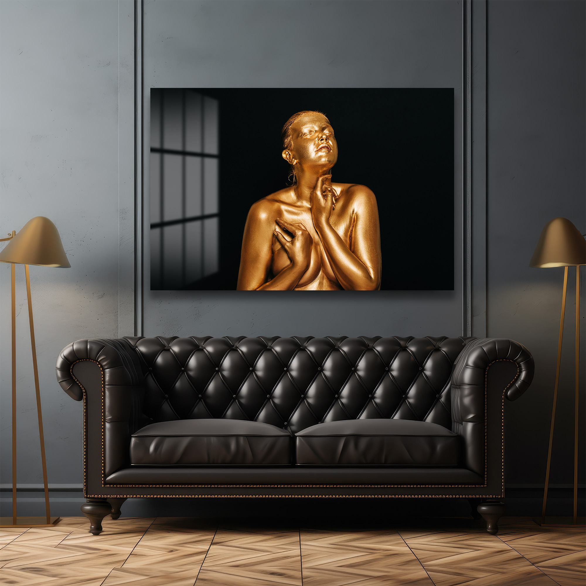 Altın Dokunuş: Modern Sanat Temperli Cam Tablo Duvar Dekoru Altın Dokunuş: Modern Sanat Temperli Cam Tablo - Görsel 3