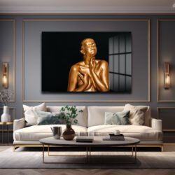 Altın Dokunuş: Modern Sanat Temperli Cam Tablo Duvar Dekoru Altın Dokunuş: Modern Sanat Temperli Cam Tablo Dekoratif Cam Tablo