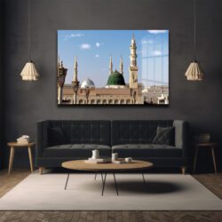 Mescid-i Nebevi Yeşil Kubbe: Medine'nin Huzurlu Cam Tablosu Duvar Dekoru Mescid-i Nebevi Yeşil Kubbe: Medine'nin Huzurlu Cam Tablosu Dekoratif Cam Tablo
